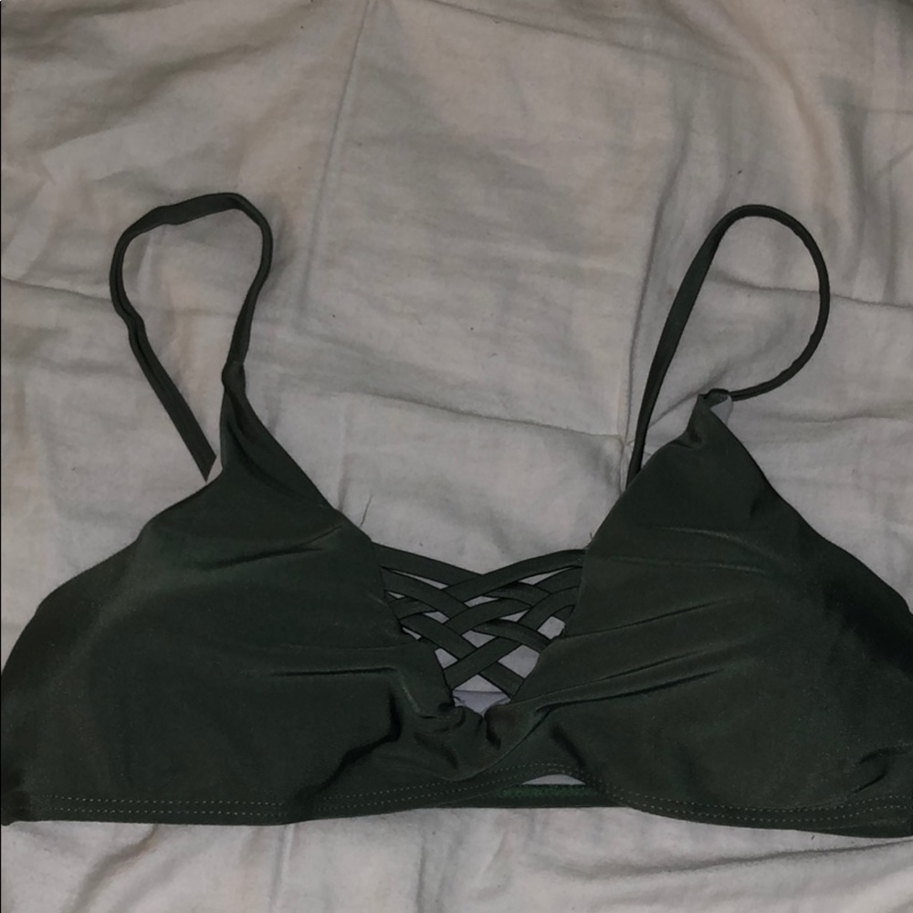 green criss cross bikini top